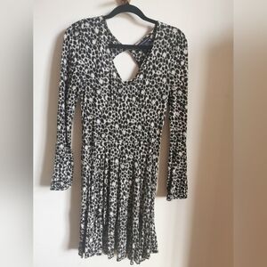 French Connection Black and Cream Spotted Mini Dress